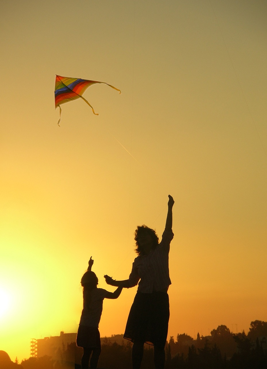 kite, play, family, happy, childhood, kid, happy mothers day, sky, flying, playful, nature, together, summer, child, parent, woman, mother, happiness, activity, game, fun, outdoors, sunset, silhouette, mom, mum